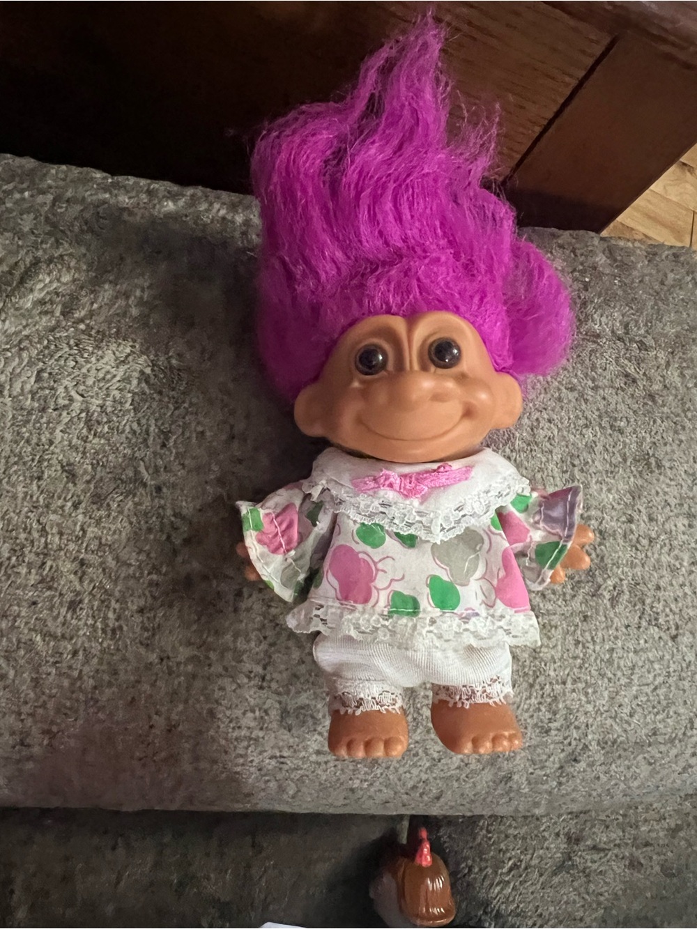 Vintage RUSS Pink-Haired  5” Troll Doll with Floral Outfit - Kids Toys